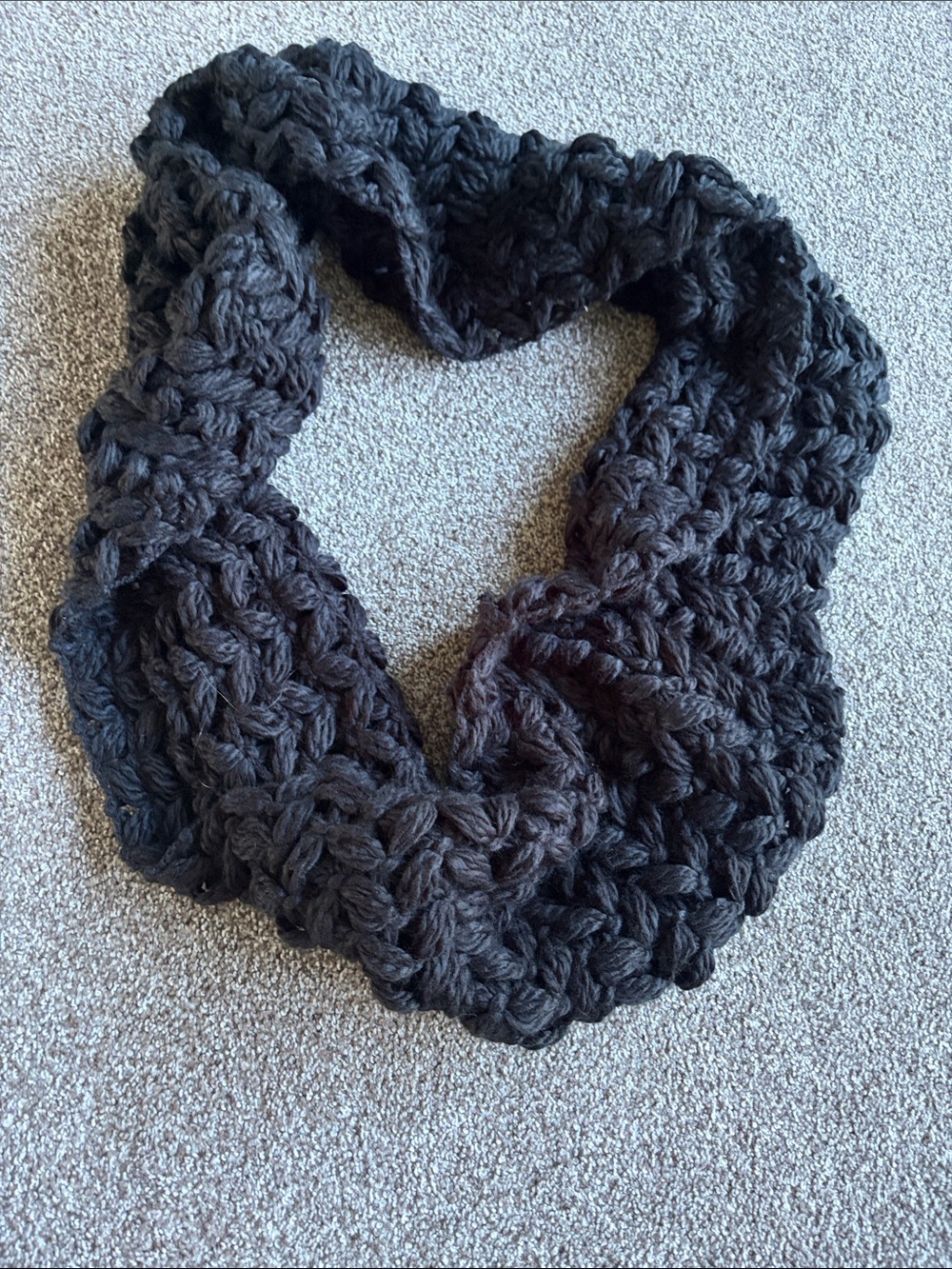 Cozy Black Crochet Infinity Scarf - Women Accessories